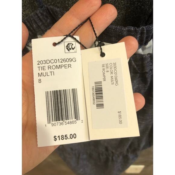 NEW Milly Minis Chambray Tie Romper. Girls 8. (8A) - Picture 6 of 6